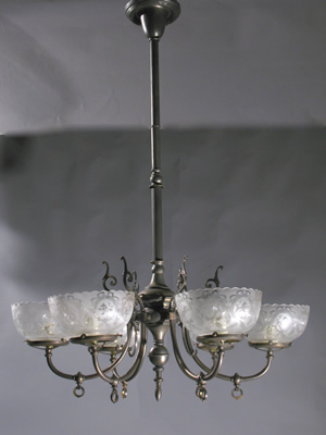 6-Light Gas Chandelier w/Lion design shades